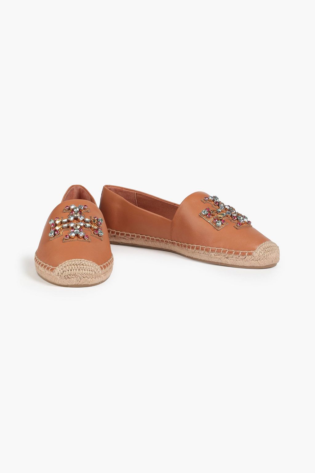 TORY BURCH Ines embellished leather espadrilles