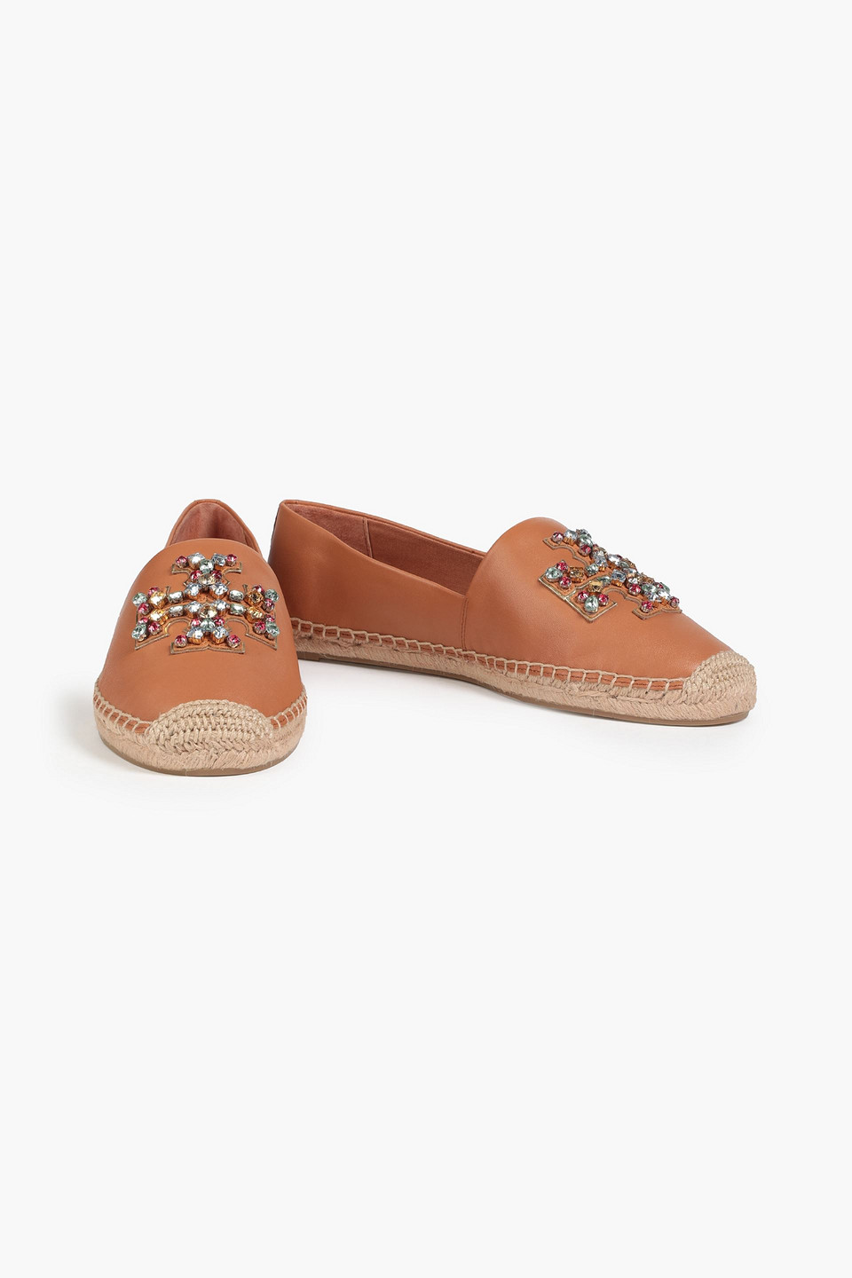 Tory Burch Ines Embellished Leather Espadrilles