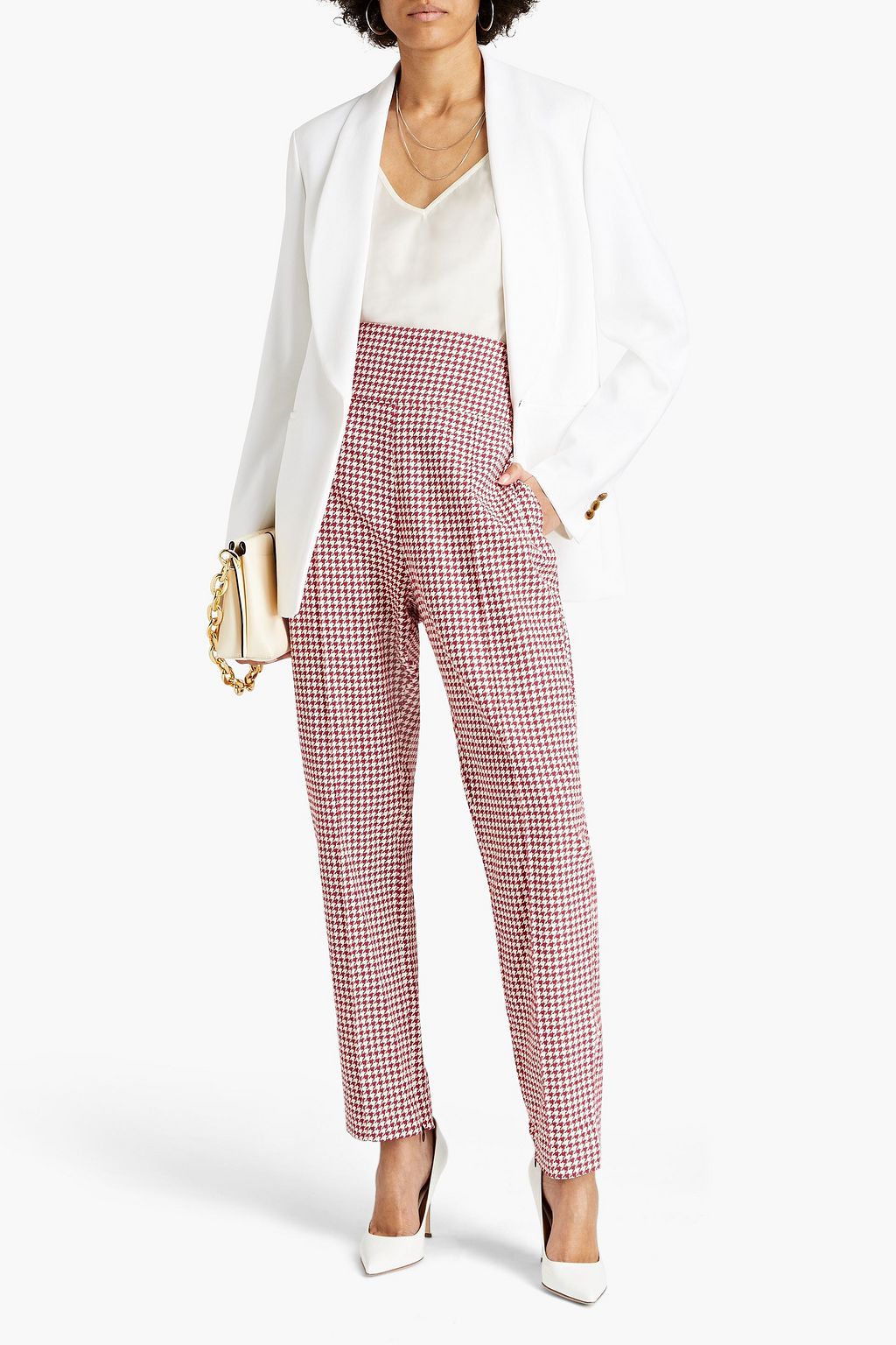 ALEXANDRE VAUTHIER Houndstooth cotton-blend jacquard slim-leg pants