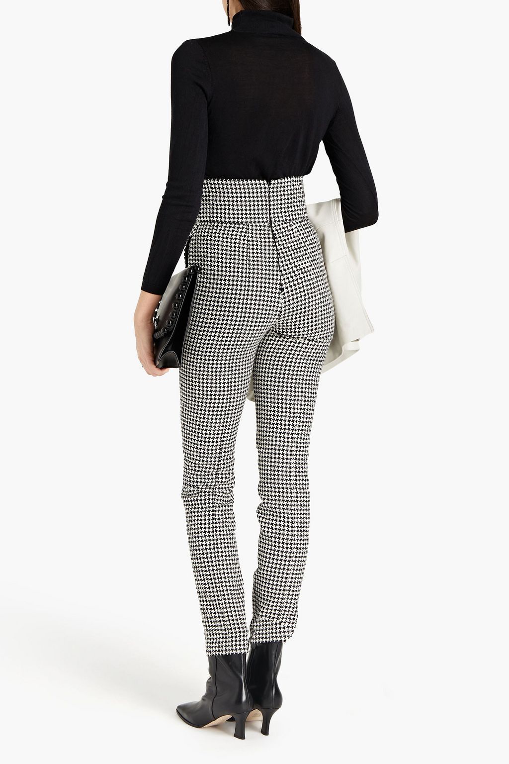 ALEXANDRE VAUTHIER Houndstooth cotton-blend tweed slim-leg pants