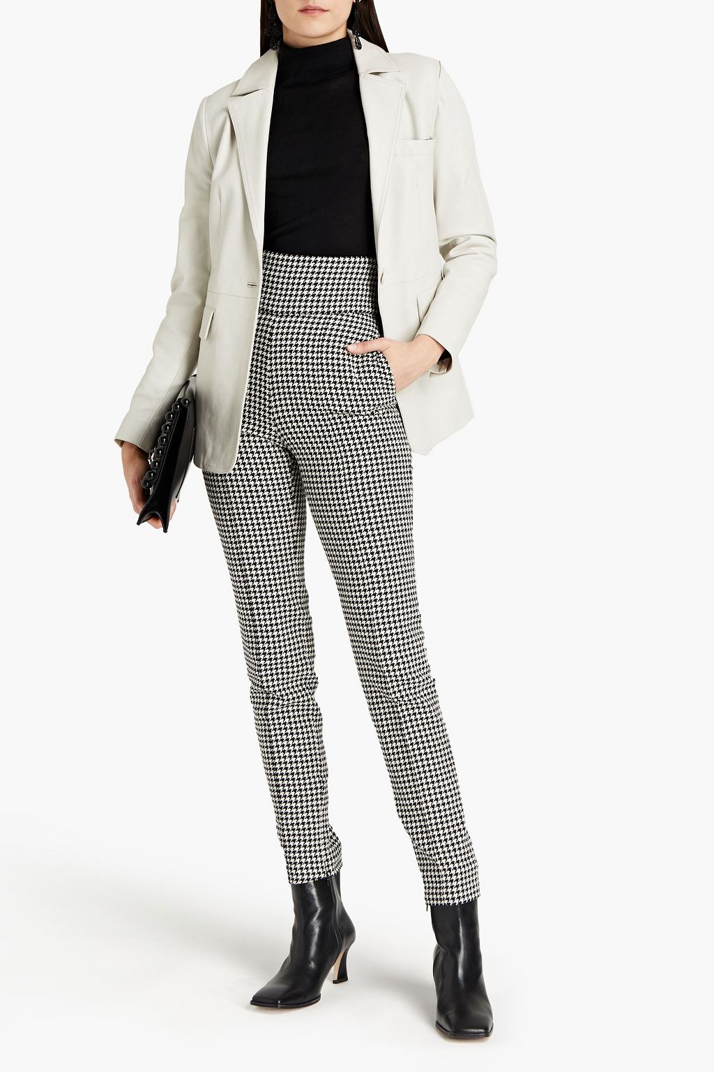 ALEXANDRE VAUTHIER Houndstooth cotton-blend tweed slim-leg pants