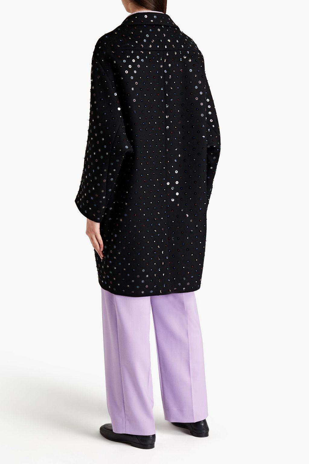 VALENTINO Embellished wool and cashmere-blend felt coat