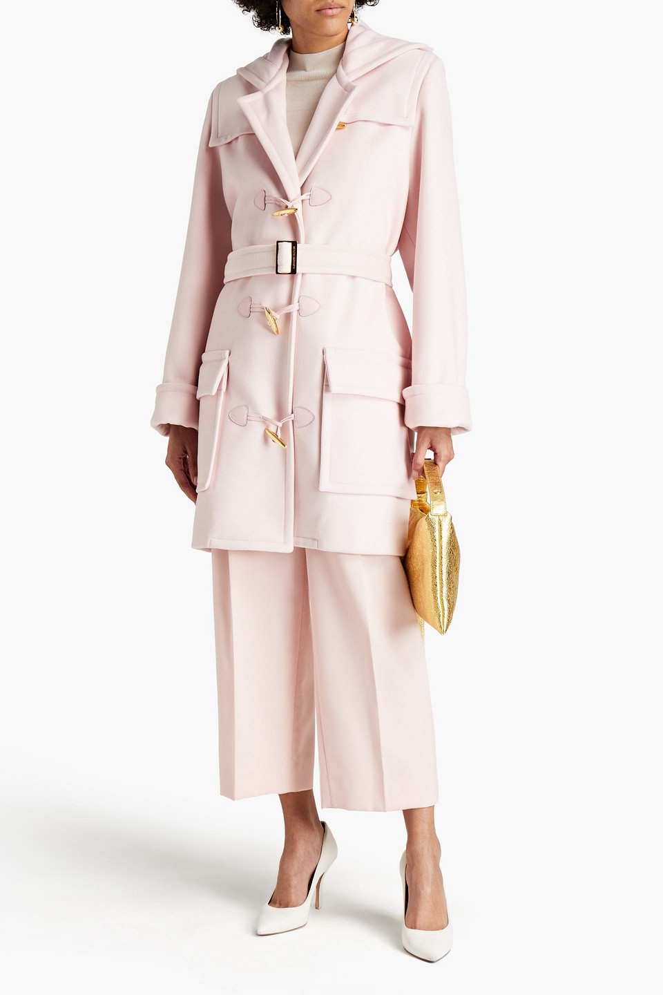 Alexandre Vauthier Belted Wool-felt Hooded Coat In Pink