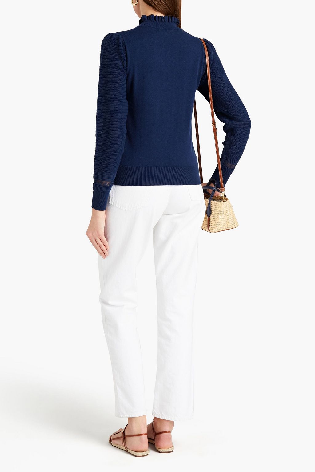 SEE BY CHLOÉ Ruffle-trimmed embroidered cotton-blend sweater