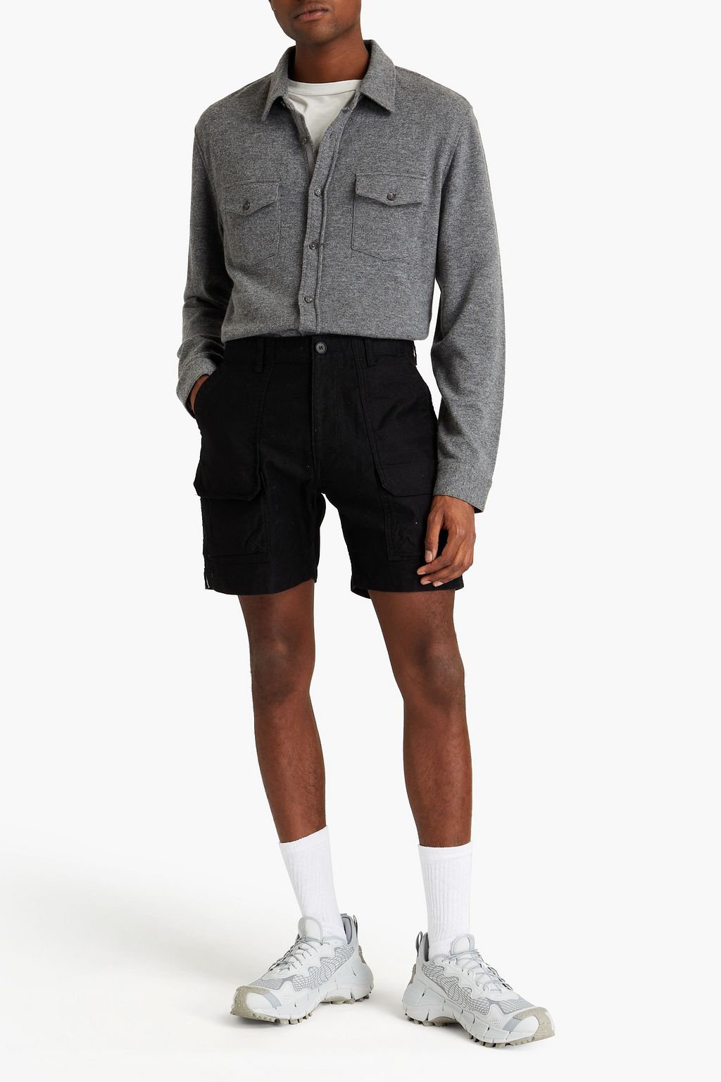 SNOW PEAK Cotton and linen-blend shorts