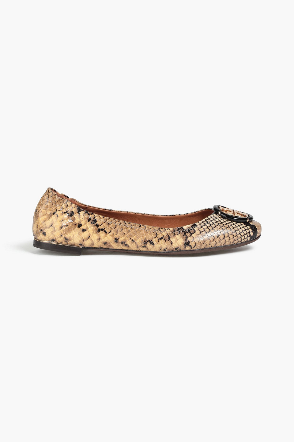 Tory Burch - Embellished snake-effect leather ballet flats - Animal print - US 6.5