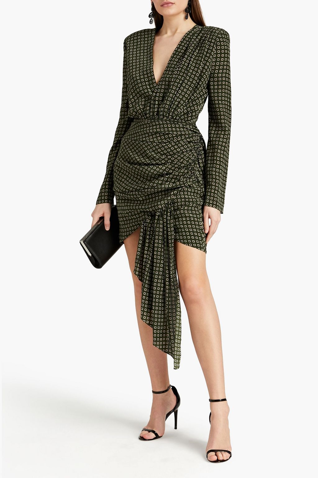 ALEXANDRE VAUTHIER Draped printed silk-crepe mini dress