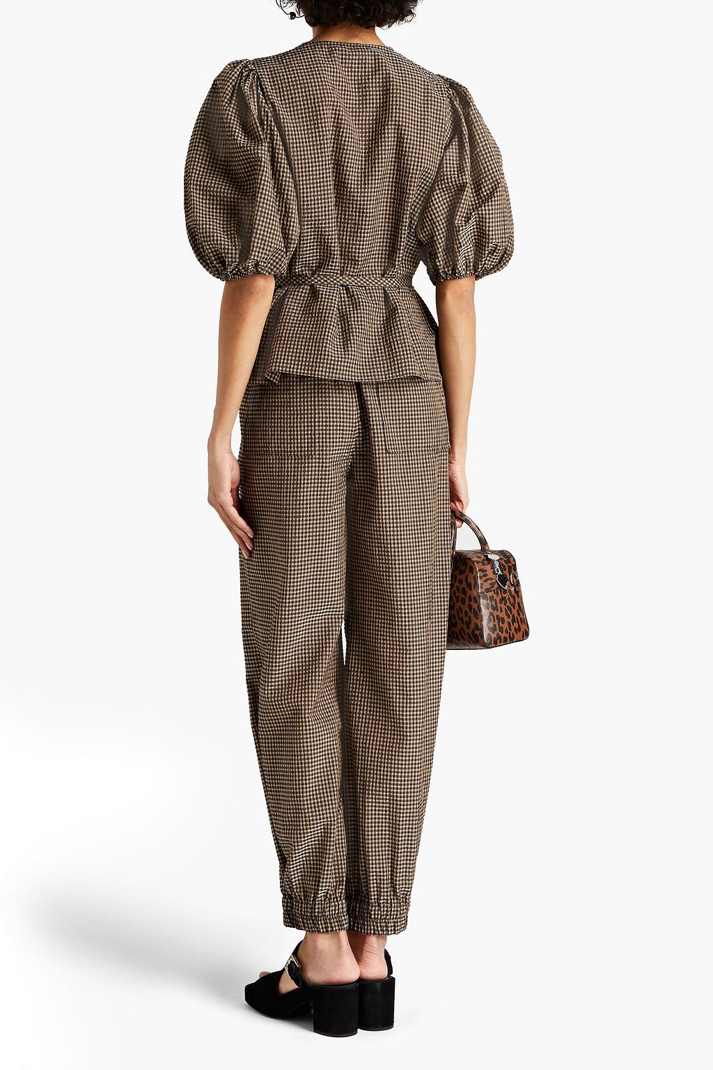 GANNI Gingham woven tapered pants