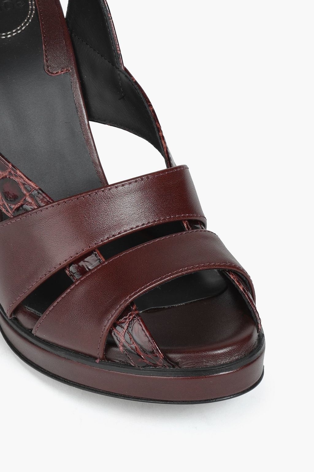 CHLOÉ Croc-effect and smooth leather sandals