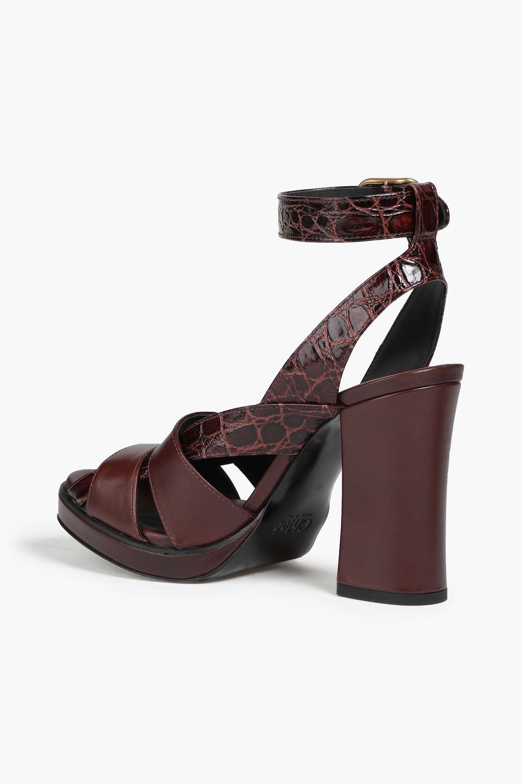 CHLOÉ Croc-effect and smooth leather sandals