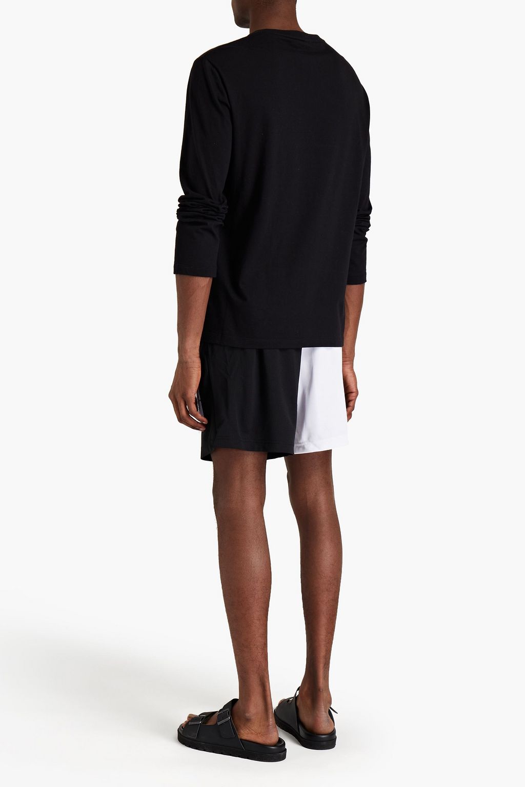 MCQ ALEXANDER MCQUEEN Appliquéd two-tone stretch-jersey shorts