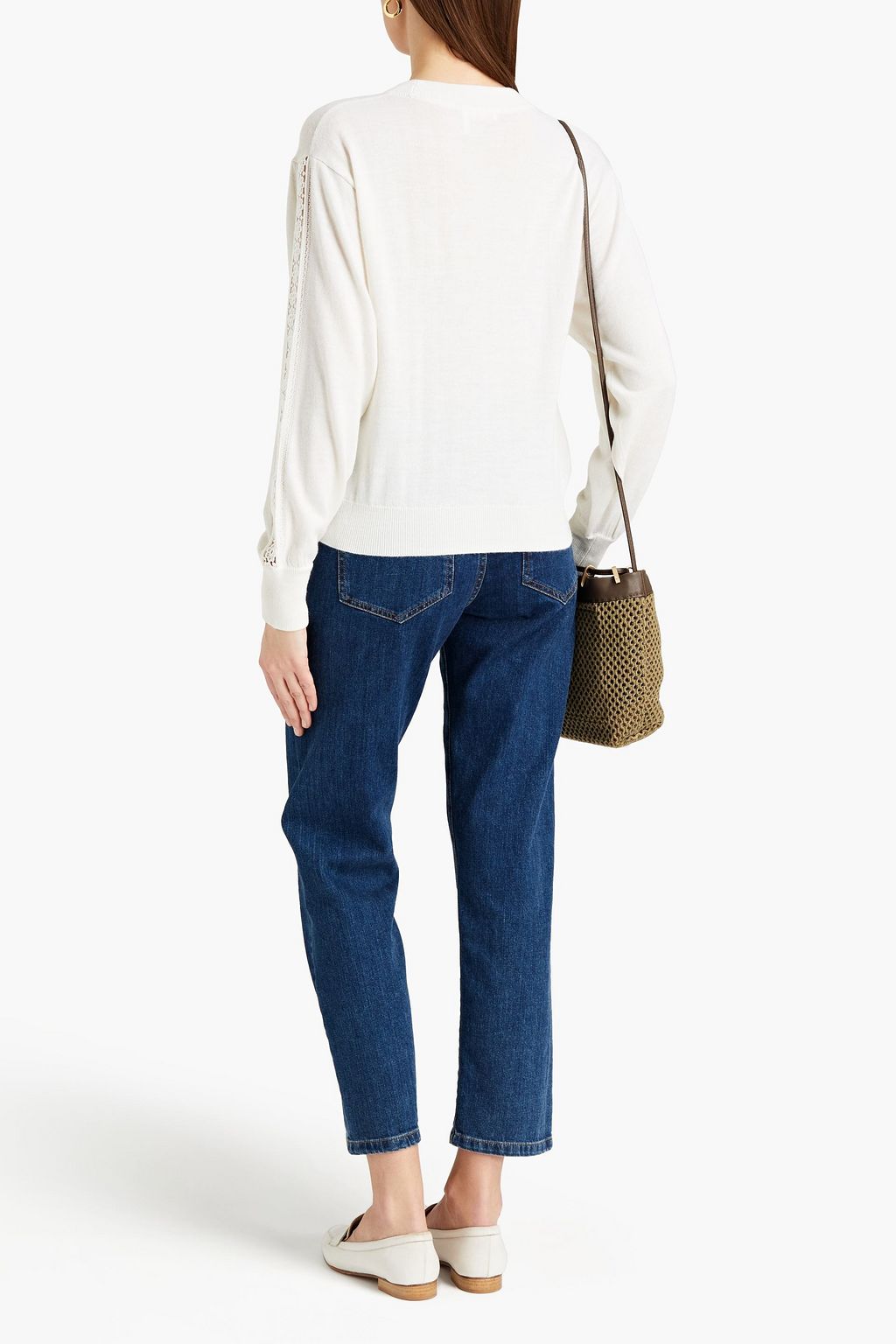 SEE BY CHLOÉ Macramé-trimmed ruffled wool-blend sweater