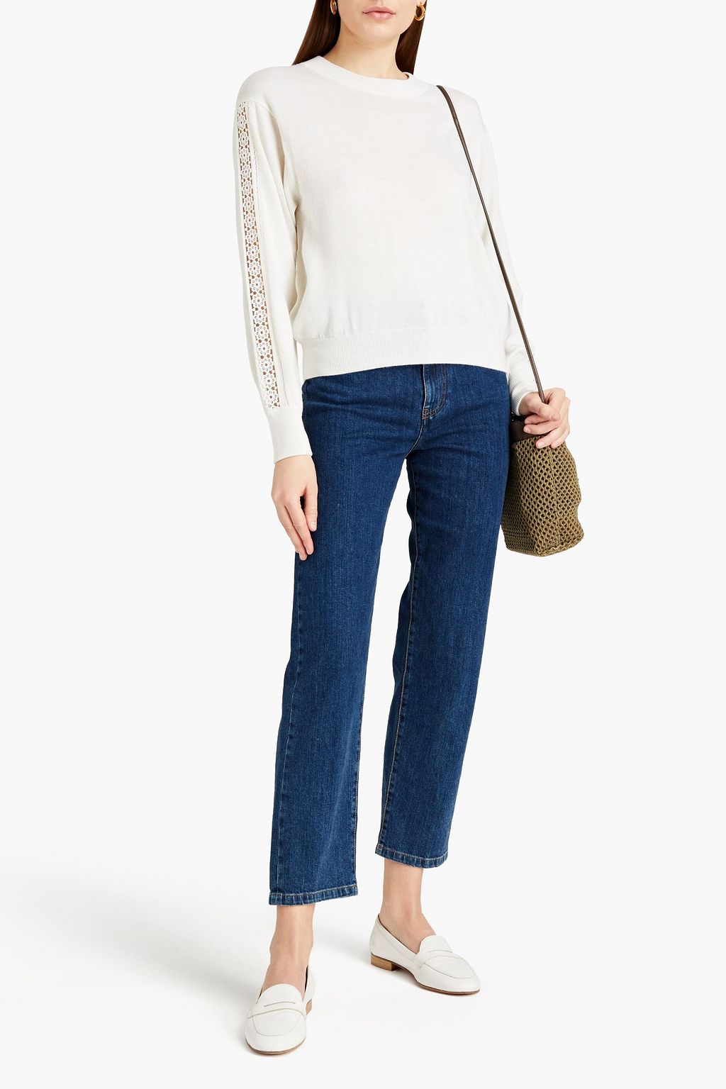 SEE BY CHLOÉ Macramé-trimmed ruffled wool-blend sweater