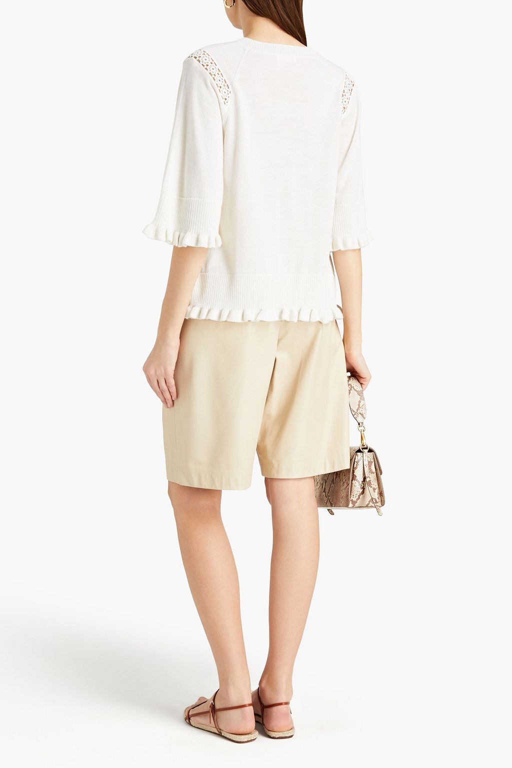 SEE BY CHLOÉ Macramé-trimmed ruffled wool-blend sweater