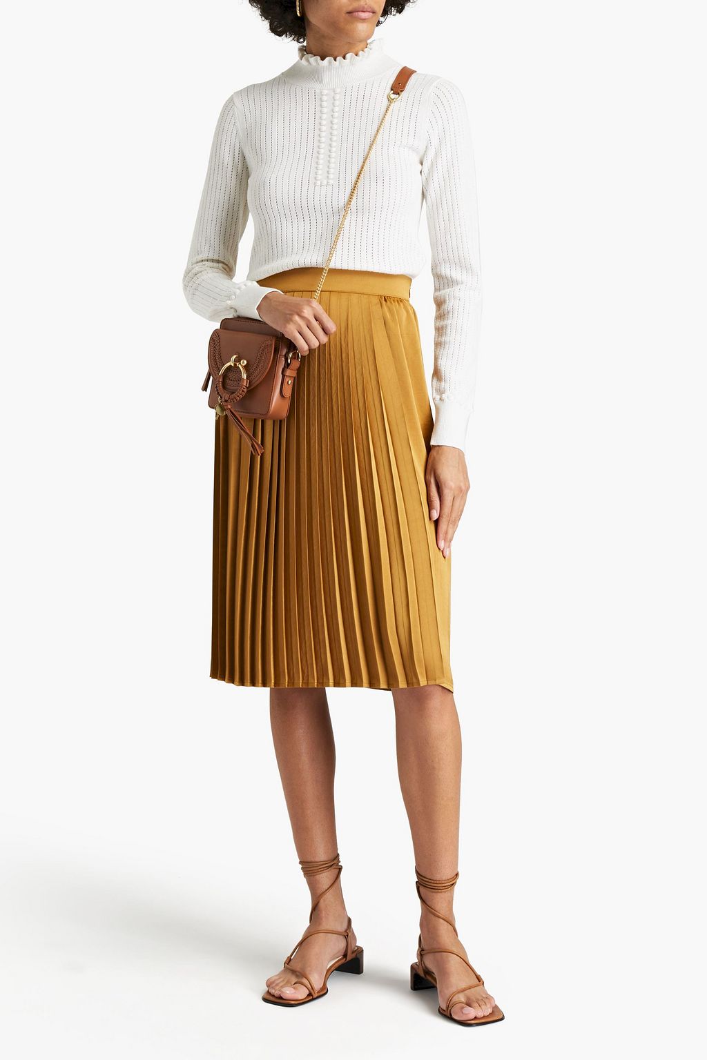 SEE BY CHLOÉ Pointelle-knit wool and cotton-blend turtleneck sweater