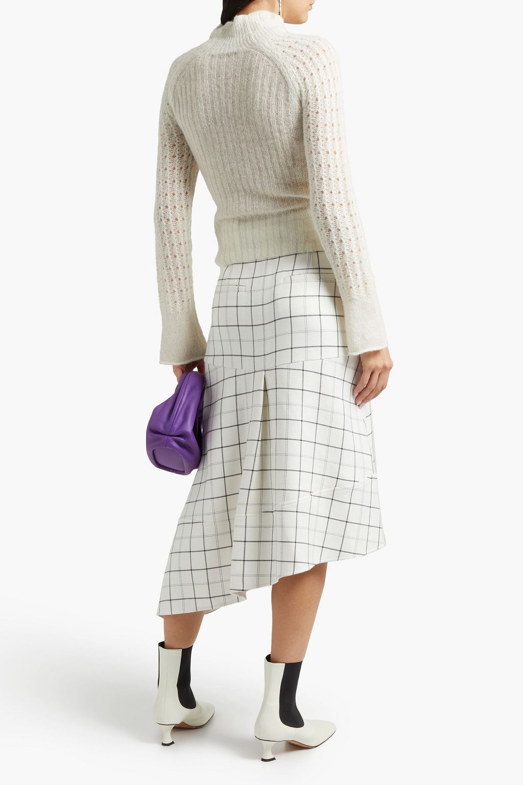 3.1 PHILLIP LIM Open knit-paneled frayed alpaca-blend sweater