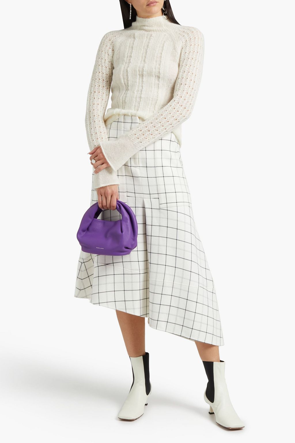 3.1 PHILLIP LIM Open knit-paneled frayed alpaca-blend sweater