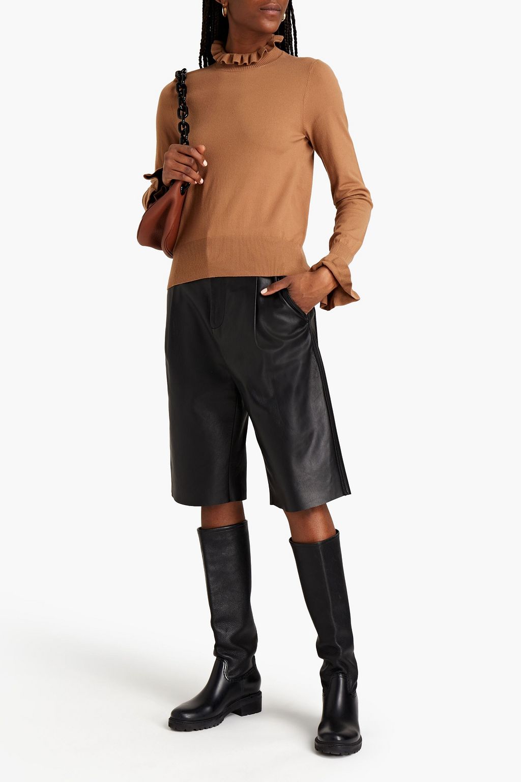 SEE BY CHLOÉ Ruffle-trimmed knitted turtleneck sweater