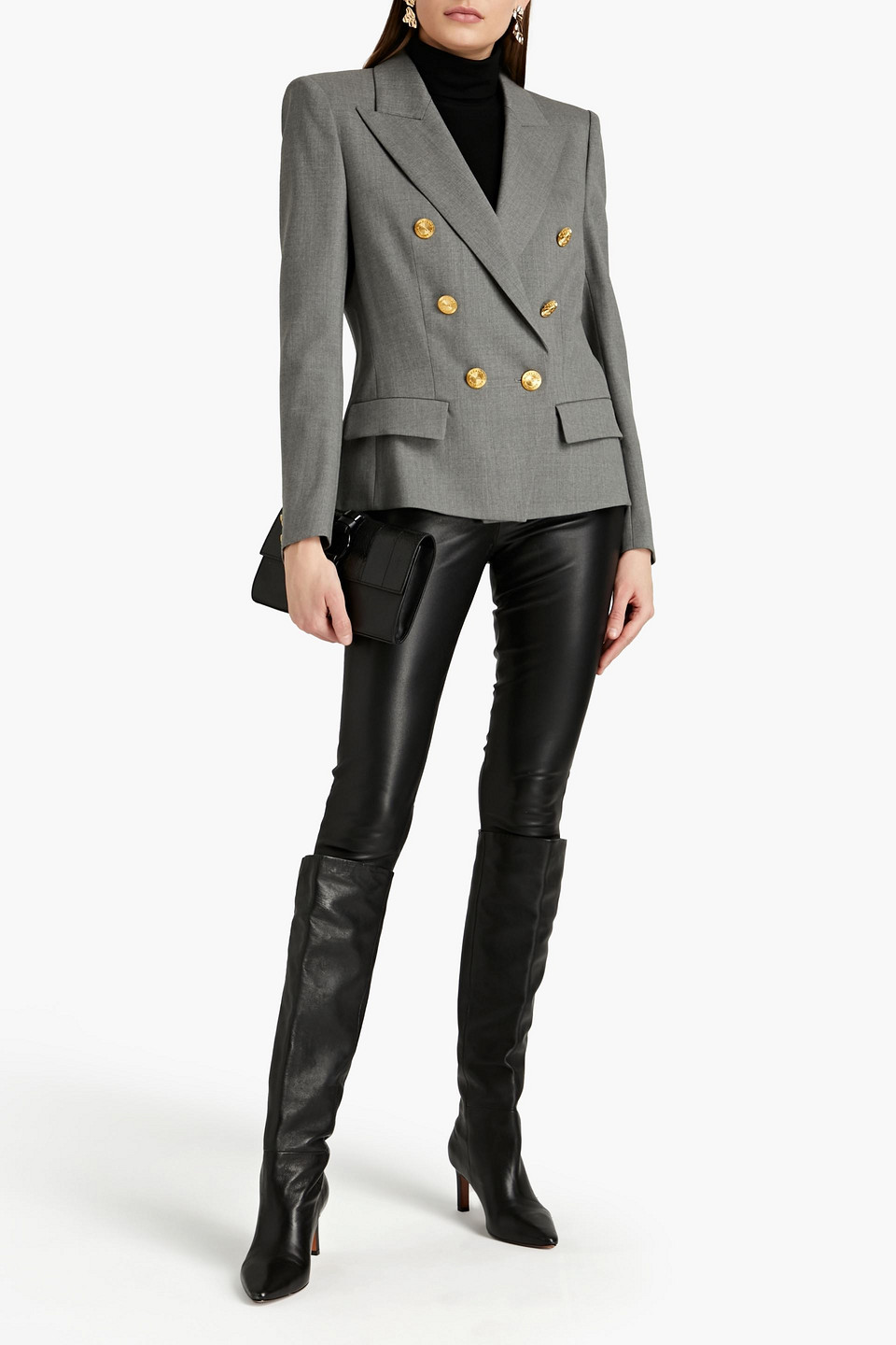 Alexandre Vauthier Double-breasted Stretch-wool Twill Blazer In Grey