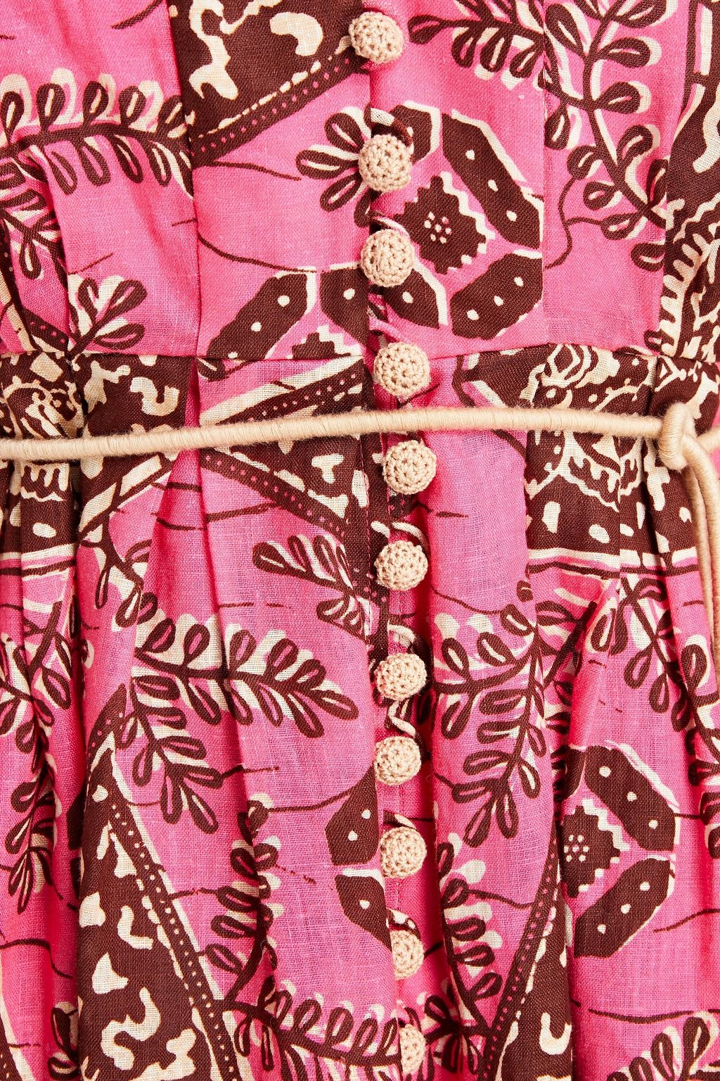 ZIMMERMANN Lulu Plunge belted printed linen-gauze mini dress