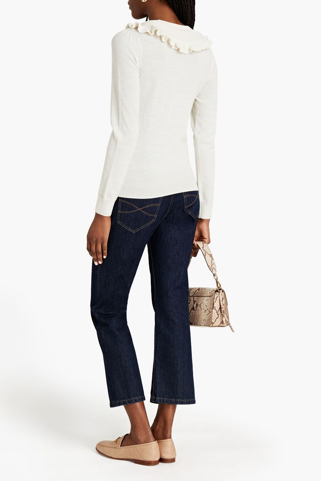SEE BY CHLOÉ Ruffled mélange stretch-knit sweater