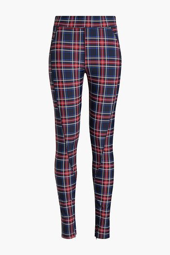 Checked stretch-jersey leggings