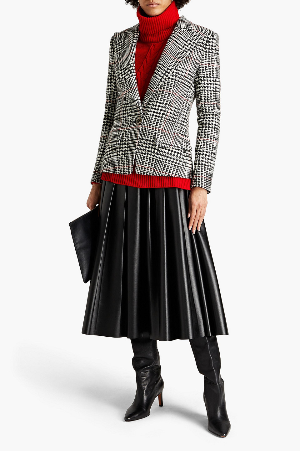 Alexandre Vauthier Prince Of Wales Checked Wool-tweed Blazer In Black