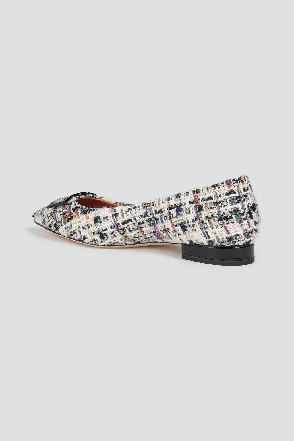 TORY BURCH Gigi embellished bouclé-tweed point-toe flats