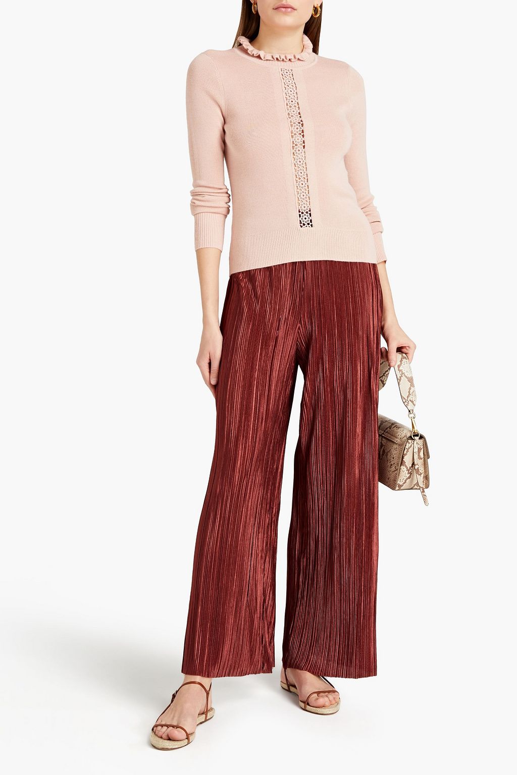 SEE BY CHLOÉ Macramé-trimmed wool-blend turtleneck sweater
