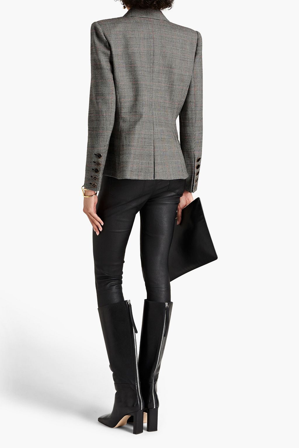 ALEXANDRE VAUTHIER Double-breasted Prince of Wales checked wool-blend blazer