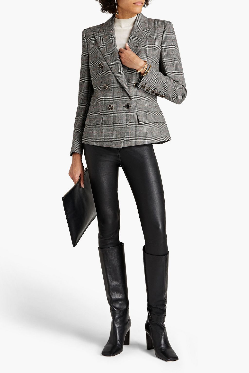 ALEXANDRE VAUTHIER Double-breasted Prince of Wales checked wool-blend blazer