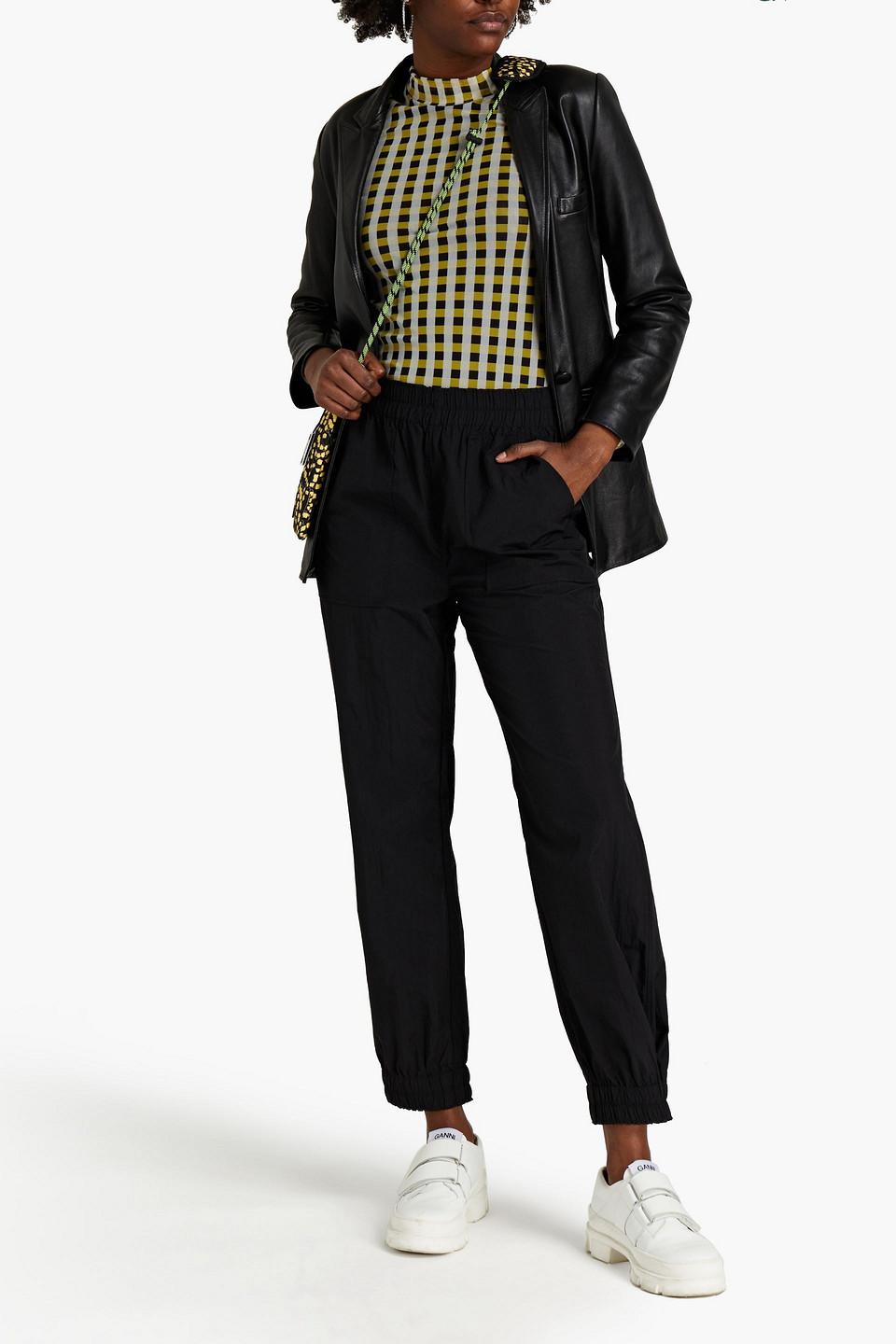 Ganni Shell Tapered Trousers In Black