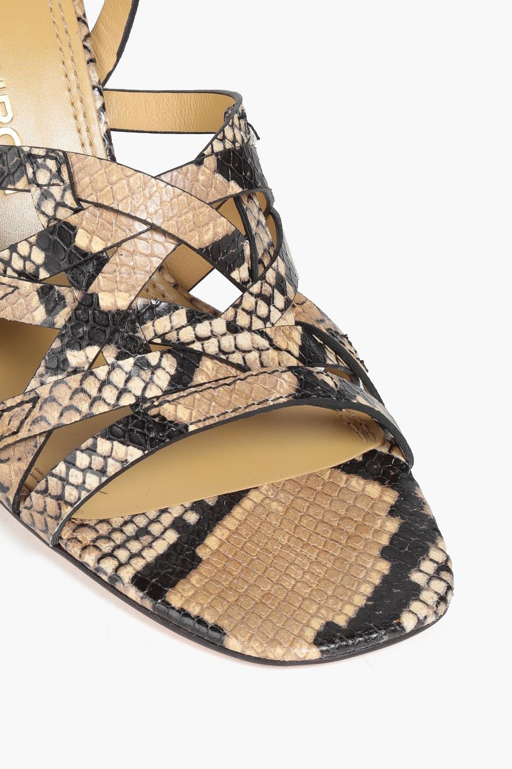 TORY BURCH Basketweave snake-effect leather wedge sandals