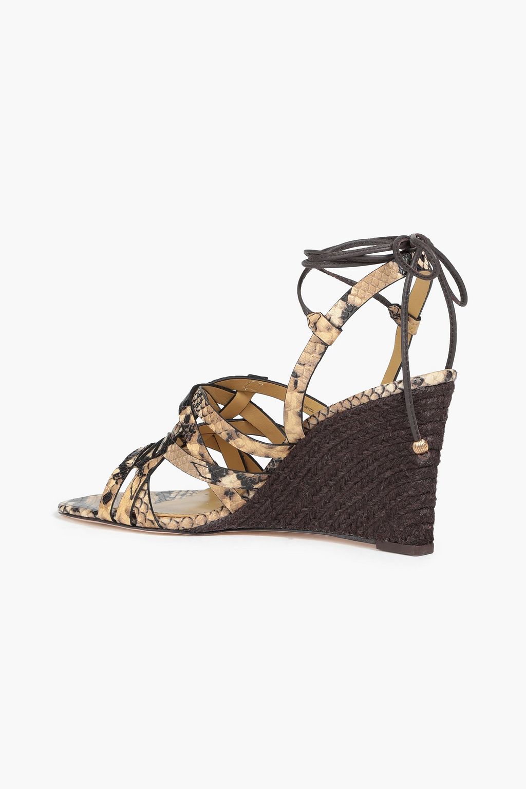 TORY BURCH Basketweave snake-effect leather wedge sandals