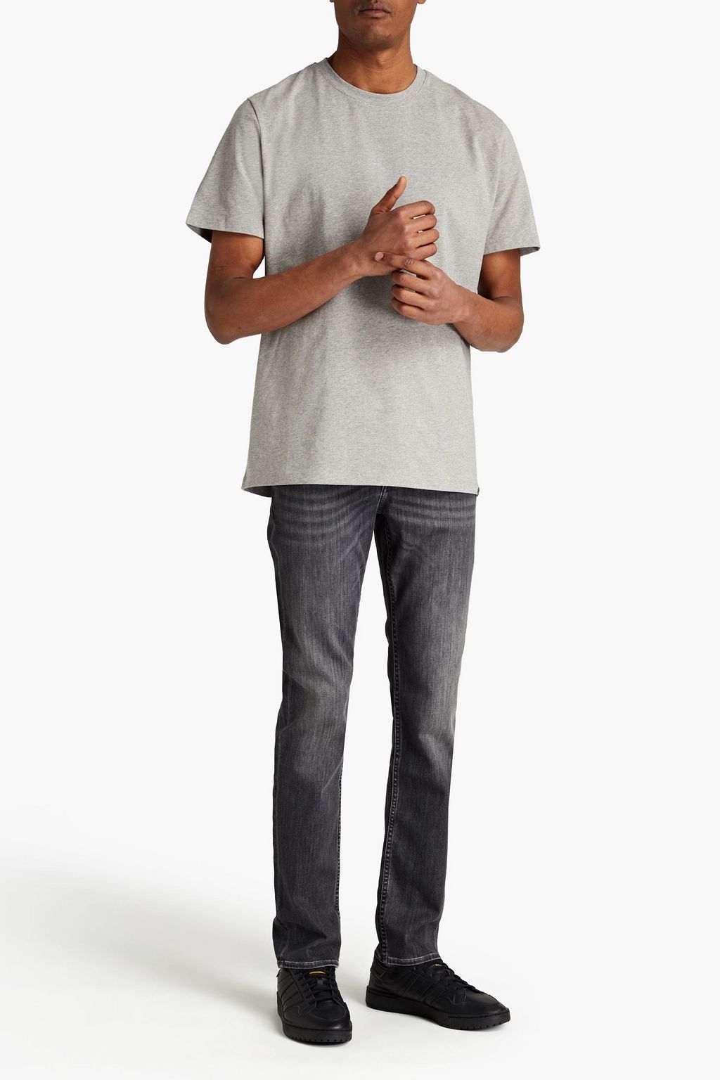 7 FOR ALL MANKIND Mélange stretch-cotton jersey T-shirt