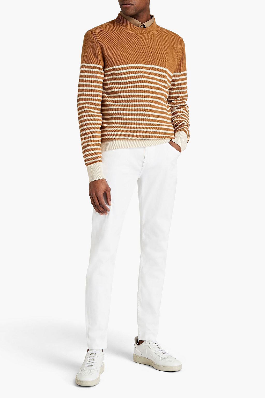 7 FOR ALL MANKIND Striped ribbed cotton sweater