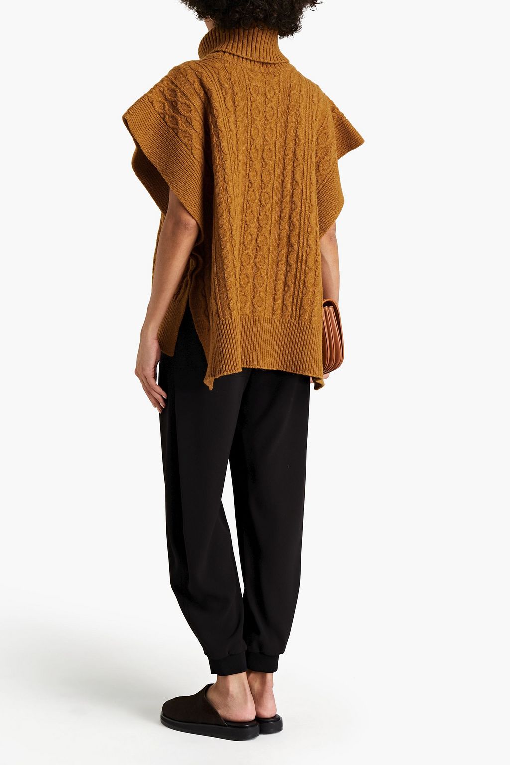 SEE BY CHLOÉ Cable-knit wool-blend turtleneck poncho