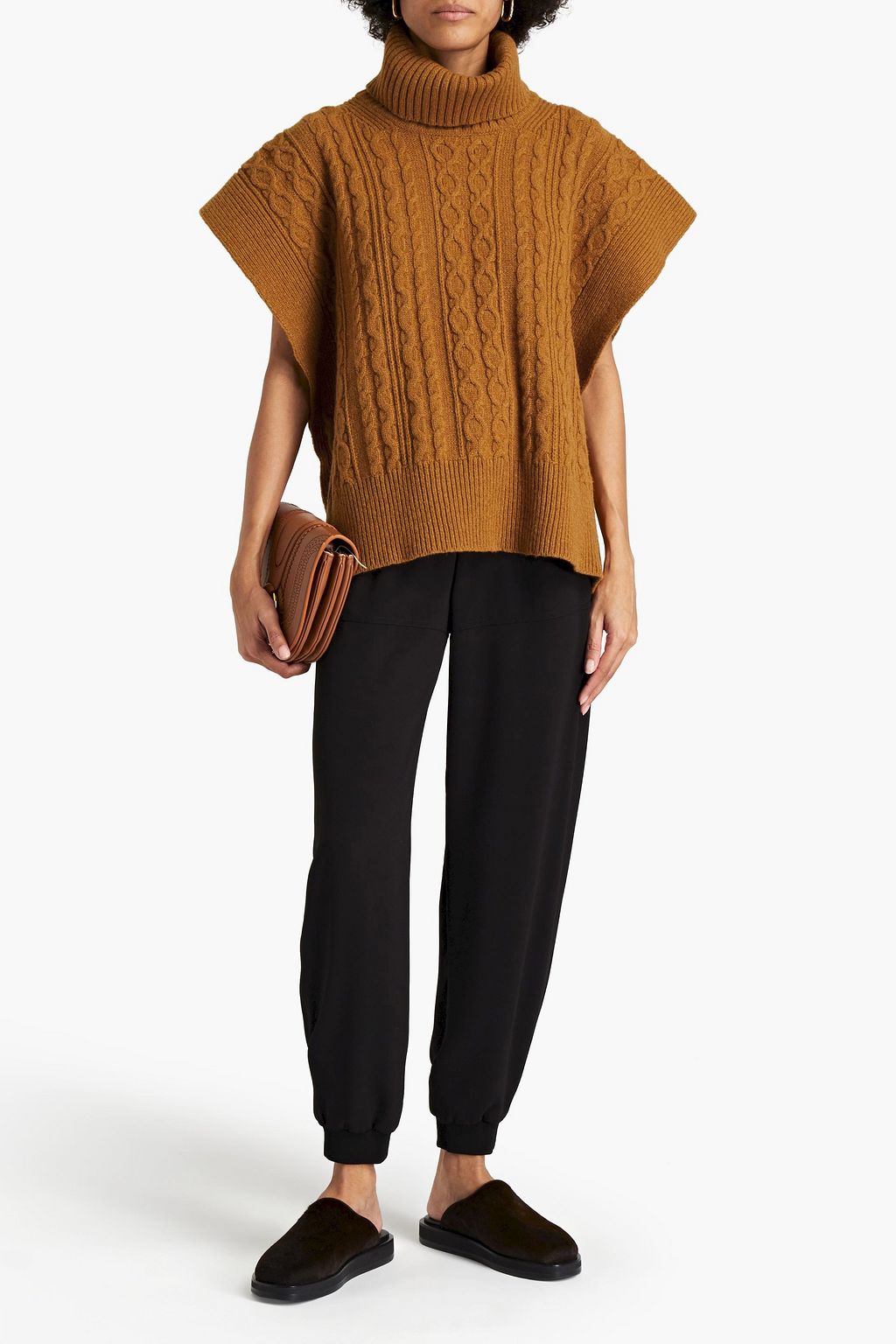 SEE BY CHLOÉ Cable-knit wool-blend turtleneck poncho