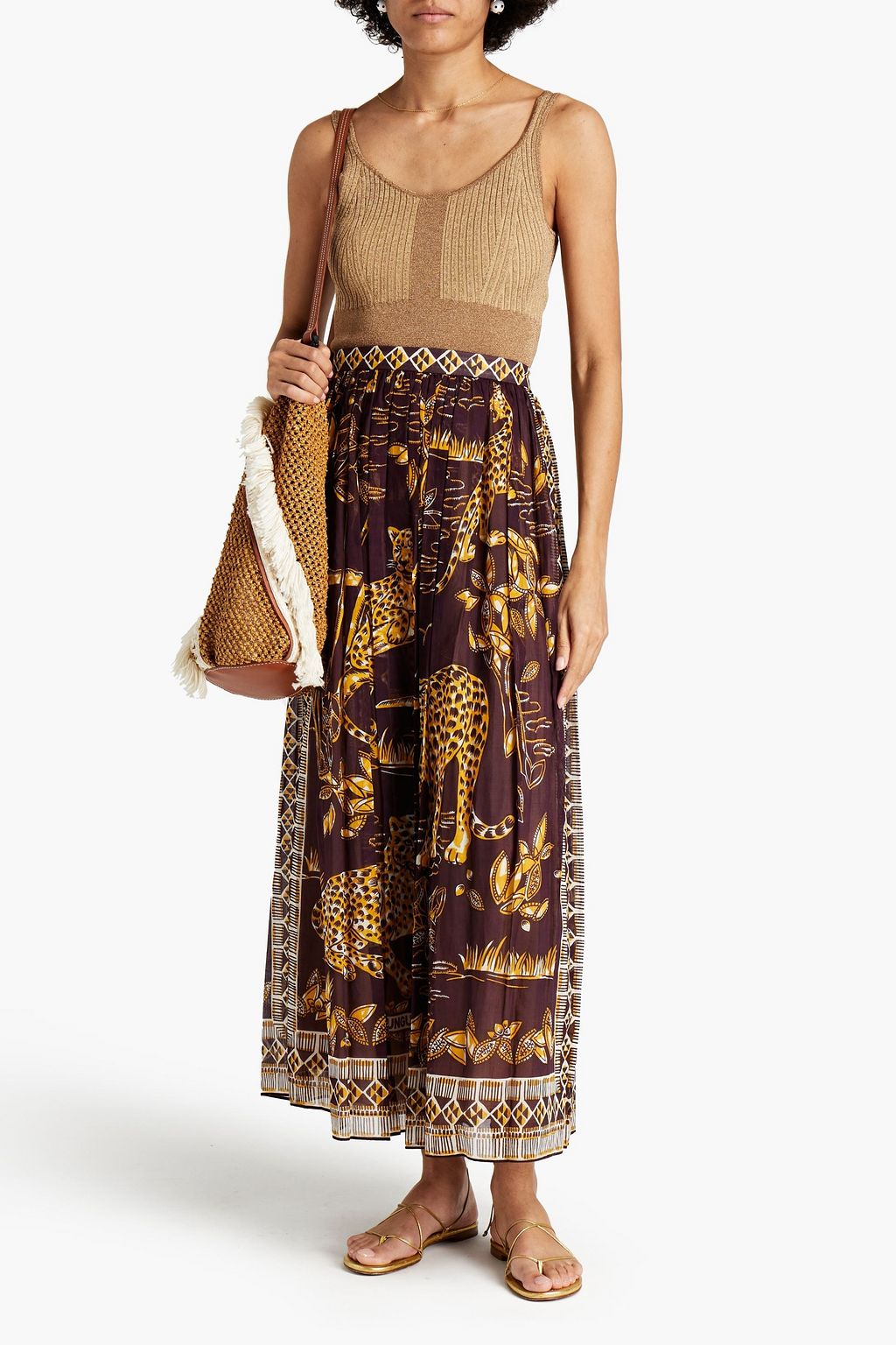 VALENTINO GARAVANI Gathered printed cotton-voile midi skirt