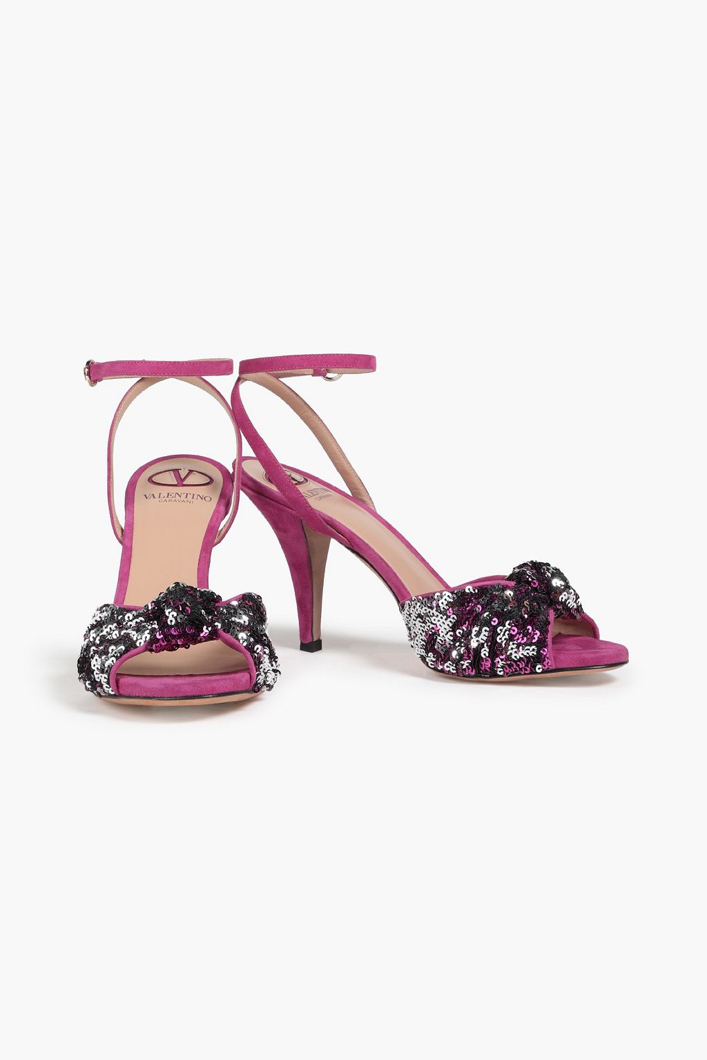 VALENTINO GARAVANI Knotted sequined suede sandals