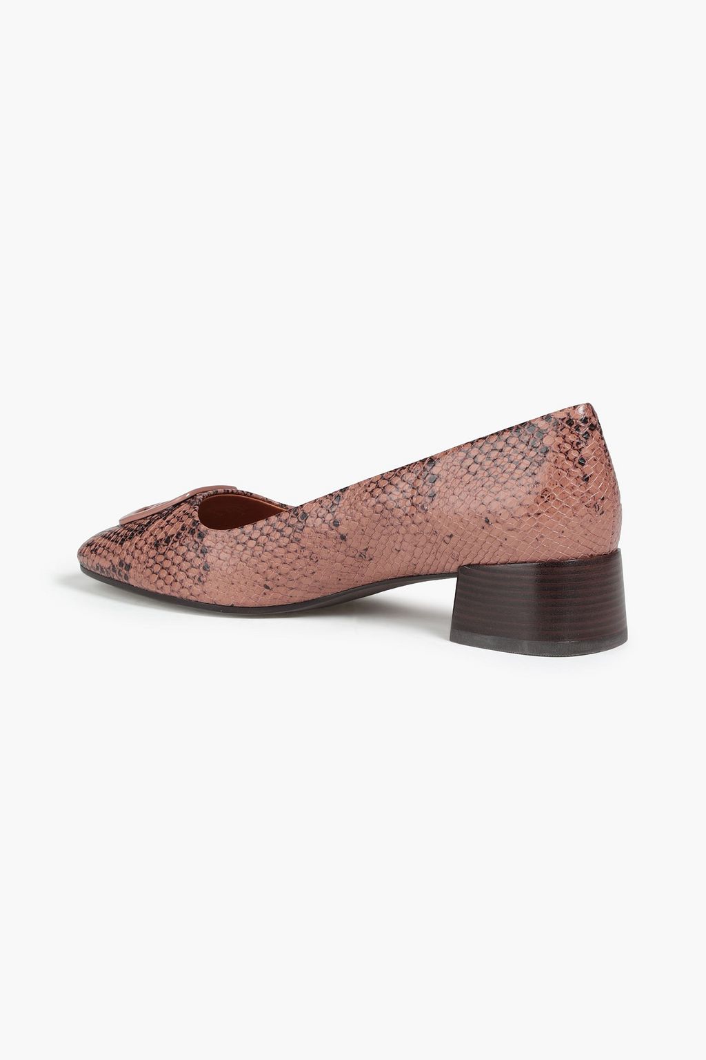 TORY BURCH Georgia embellished snake-effect leather pumps