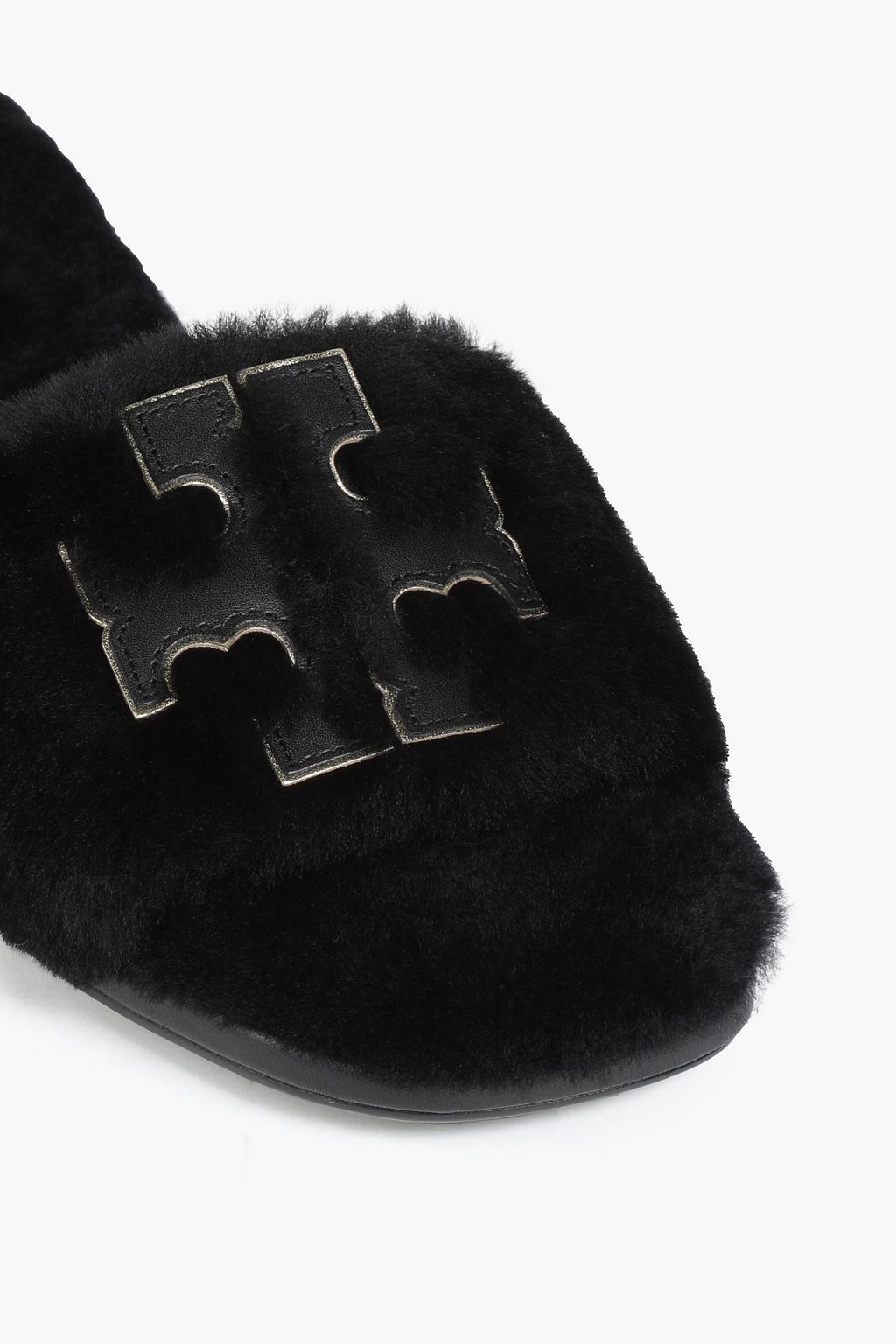 TORY BURCH Double T shearling slides
