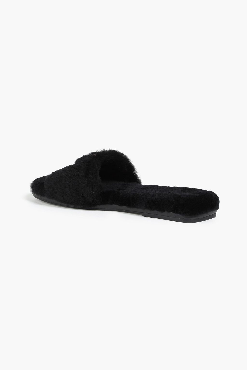 TORY BURCH Double T shearling slides