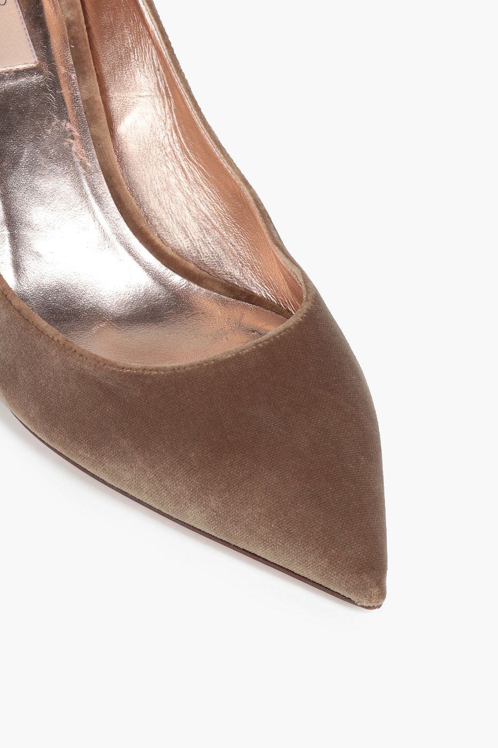VALENTINO GARAVANI Embellished leather-trimmed velvet pumps