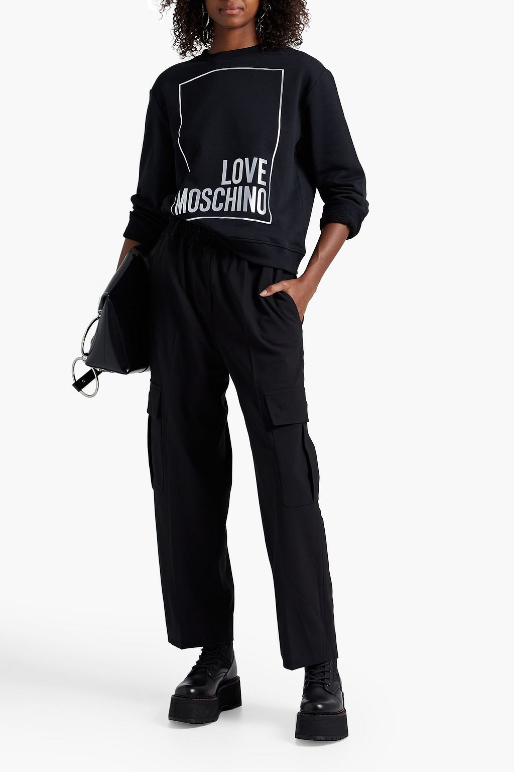 LOVE MOSCHINO Printed French cotton-terry sweatshirt