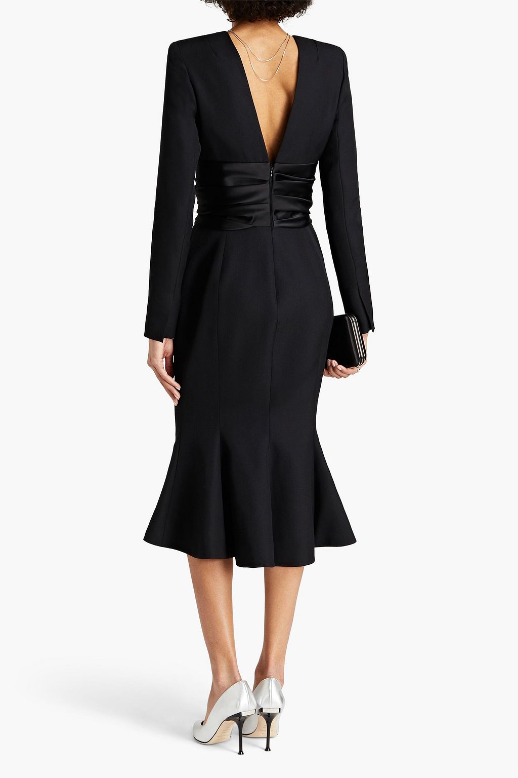 ALEXANDRE VAUTHIER Embellished grain de poudre wool midi dress