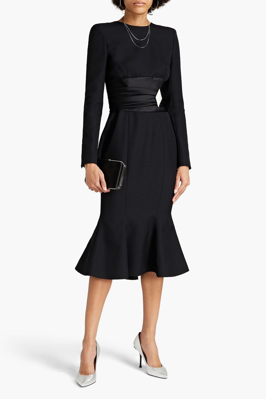 ALEXANDRE VAUTHIER Embellished grain de poudre wool midi dress