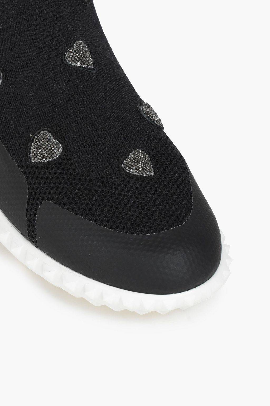 VALENTINO GARAVANI Bead-embellished stretch-knit high-top sneakers