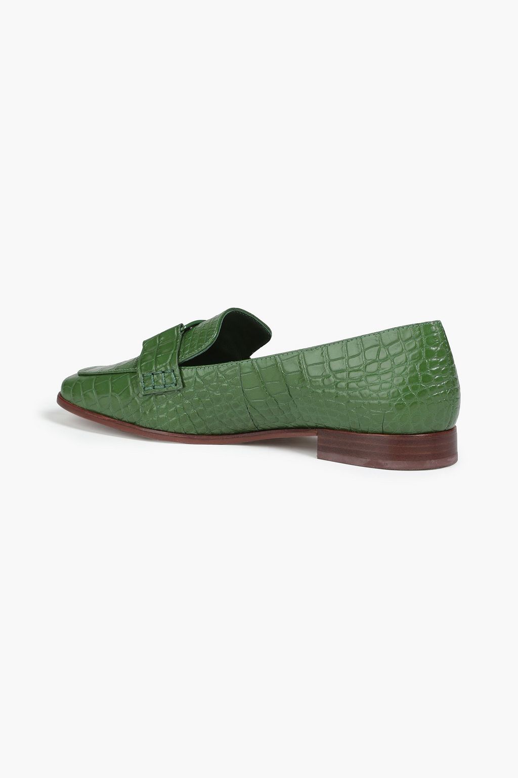 TORY BURCH Embellished croc-effect leather loafers