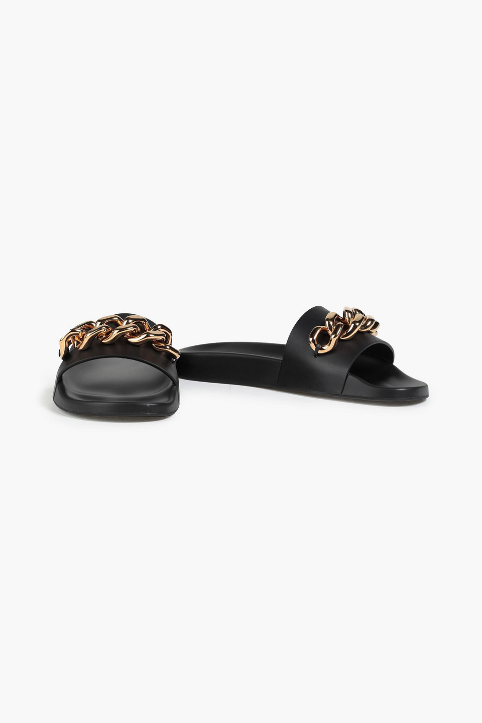 Versace Chain-embellished Leather Slides